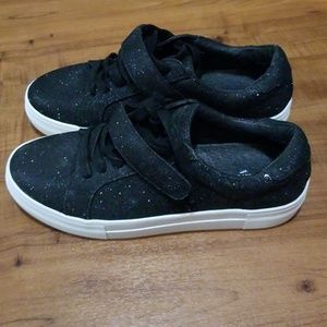 Black sparkle platform sneakers size 8